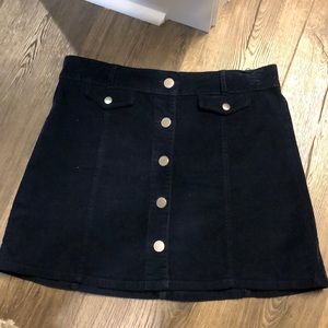 Navy corduroy skirt with buttons